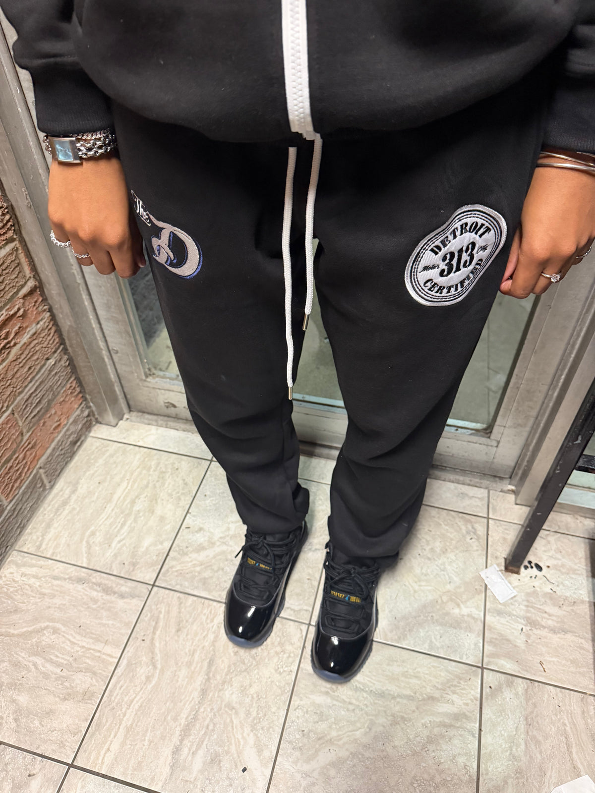 BLACK WITH BLUE HOOD "313" SWEATSUIT