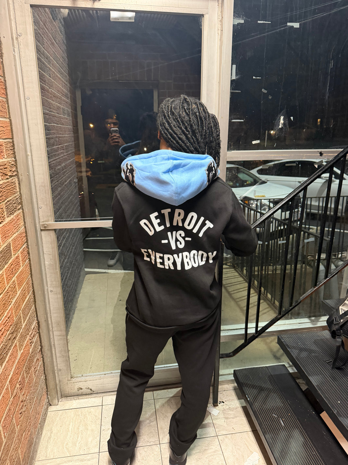 BLACK WITH BLUE HOOD "313" SWEATSUIT